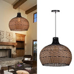 Arturesthome Rattan Pendant Light for Kitchen Island, Wicker Chandelier, Handmade Woven Hanging Ceiling Lighting Fixtures Lampshade for Living Room Bedroom - size: 15.7" * 15.7"