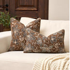 Yangest Flower Pillow Cover 18 x18 Inches, Nature Chenille Square Throw Pillow Cover Soft Luxury Neutral Accent Couch Pillow Cover for Living Room Bedroom, Coffee Brown - color: Coffee Brown, size: 18" x 18" (Pack of 1)
