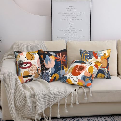 Abstract Art Throw Pillow Covers 18 X 18 Inch Set of 4 Decorative Cushion Cover Home Decor for Sofa Chair Couch Bedroom Living Room - color: Abstract Art