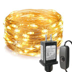 Fairy Lights Plug in,33Ft 100 LEDs Copper Lights Warm White,Christmas Lights Indoor Outdoor,Led Fairy String Lights for Bedroom Party Wedding Patio Christmas Tree Decoration - size: 33FT with Adapter