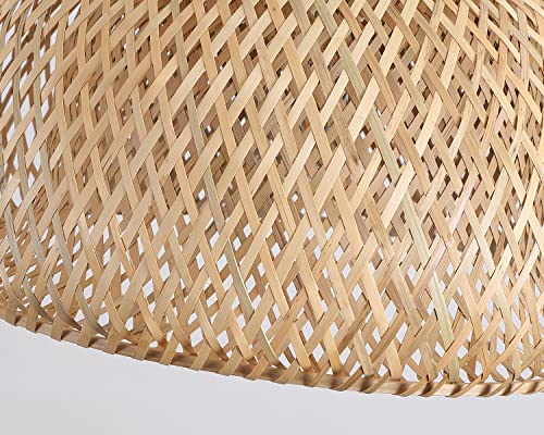 Bamboo Large Pendant Light Fixture 17.8 inch One-Light Adjustable Rustic Basket Handmade Woven Pendant Lighting for Kitchen Island Farmhouse Dining Room Living Room - color: Natural