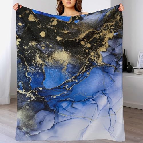 Modern Marble Blanket, Abstract Luxury Baroque Golden Dark Blue Stone Veins Pattern Soft Warm Cozy Plush Flannel Covers for Livingroom Bedroom Couch Chair Camping Travel Home Decor Tapestry 30x40in - color: Abstract-20, size: 30W" x 40L"
