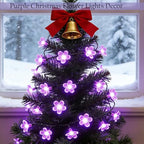 Purple Flower Fairy String Lights on Black Wire, Plug in Connectable 33FT 100 LED Waterproof with 8 Modes for Indoor Outdoor Christmas, Valentine's Day, Wedding Party & Patio Balcony Ambiance - color: Purple Flower-Black Wire