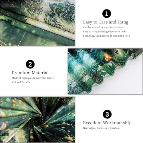 Tichgeim Forest Nature Tapestry Wall Hanging for Bedroom, Green Fantasy Tree of Life Backdrop Tapestries, Fairy Magic Mushroom Landscape Wall Mural Decor for Living Room Dorm 79" x 60" - color: Forest Tapestry, size: 79"L x 60"W