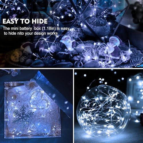 AIKEI 48 Pack LED Fairy Lights Battery Operated, Fairy String Lights Waterproof 7 Feet 20 Led Firefly Starry Lamps for Wedding Party Bedroom Garden Halloween Christmas Decoration White - color: White, size: 48PCS-STANDARD