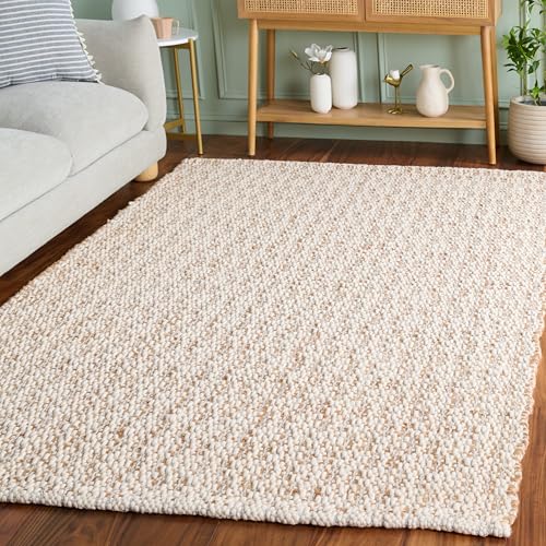 SAFAVIEH Area Rug 5x8 - Natural Fiber Collection - Natural & Silver, Handmade Jute & Wool, Ideal for Living Room, Bedroom, Dining Space (NFB225G) - color: Natural/Silver, size: 5' x 8' (Rectangular)