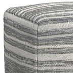 SIMPLIHOME Carina Contemporary Square Woven Pouf in Black Melange, White Wool for the Living Room, Bedroom and Kids Room - color: Black Melange, White, style: Wool Pouf