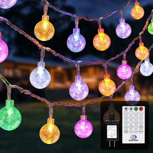 YCoisini 66FT Outdoor String Lights, 100 LED Patio Lights with Remote Control, Voice-Activated & Music Sync Mode, 16 Color-Changing Modes, Waterproof for Patio Garden Party Decor