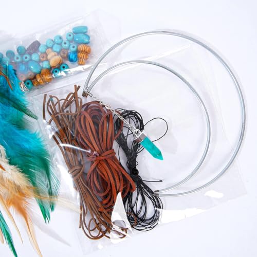 MEXIDAWN DIY Feather Dream Catcher Kits Turquoise Wall Hanging Boho Decor Handmade Dream Catcher for Adults, Moon - style: Moon*1