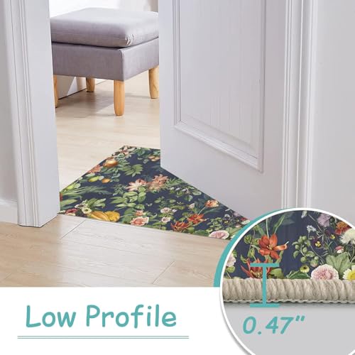 Floral Entryway Rugs 1.5 x 2.5ft Modern Flower Print Area Rug for Home Kitchen Floor Mat Washable Carpets - color: Muted Charcoal and Soft Olive, size: 1.5 x 2.5ft / 18 x 30in / 45 x 75cm