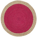 SAFAVIEH Area Rug 3' Round - Natural Fiber Collection - Fuchsia Pink & Natural Brown, Handmade Jute, Braided Border Design (NF801C) - color: Fuchsia/Natural, size: 3' (Round)