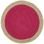 SAFAVIEH Area Rug 3' Round - Natural Fiber Collection - Fuchsia Pink & Natural Brown, Handmade Jute, Braided Border Design (NF801C) - color: Fuchsia/Natural, size: 3' (Round)