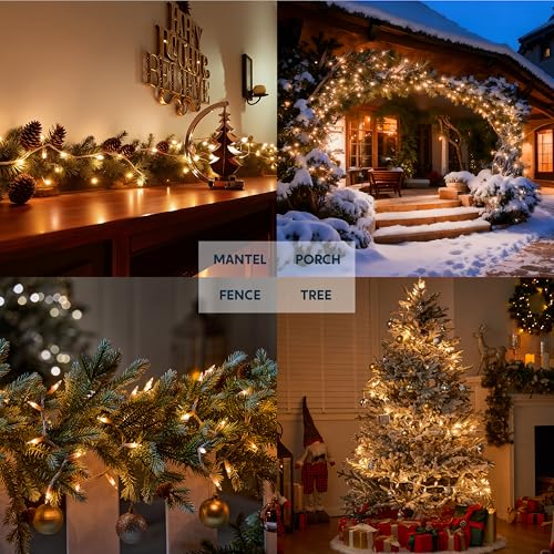 Joiedomi Christmas String Lights Indoor,200(2x100) Mini Warm Fairy Light,43FT Lighting Decor for Patio Dorm Classroom Bedroom Holiday Wedding Party Garland Birthday Festival,White Wire - color: White, size: 2×100ct