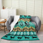 Erosebridal Wolf Flannel Fleece Throw Blanket, Moon Dream Catcher, Southwestern Native Ethnic Tribal Arrow Aztec, Western Boho Soft Lightweight Fuzzy Blanket, 50x60 inches, Green - color: Multi 21, size: Throw