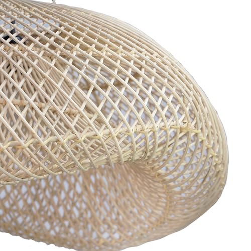 FOREVER BAMBOO Indonesia Handmade Natural Rattan Pendant Light Shade Wicker Light Fixtures Luxurious Bean Shape Woven Lampshade Chandelier Interior Decor, 12 in H x 24 in W - style: Sumba Pod