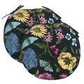 FUNHOME 15"x15"x4" Bistro Chair Cushion Set of 2, Water Repellent Round Outdoor Chair Cushions with Ties, Patio Tufted Chair Pads for Home Garden (Black Flower Butterfly) - color: Black Flower Butterfly
