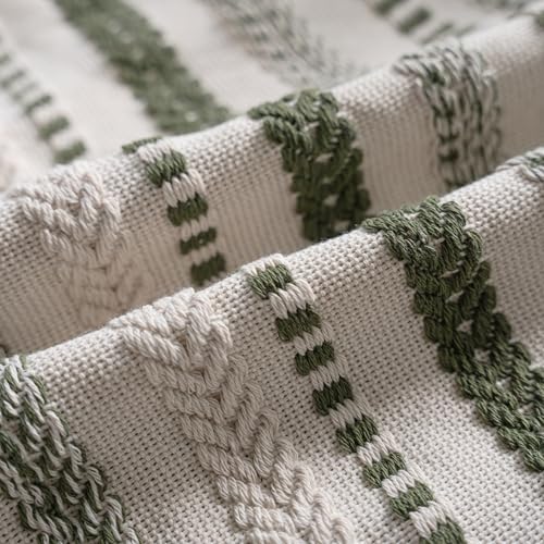 Cethom Green Boho Lumbar Pillow Covers 14x36 Long, Stripe Textured Decorative Couch Pillow Cases for Bed, Sofa, Living Room, Bedroom, Farmhouse Home Accent Cushion Covers, Pack of 1 - color: Green, size: 36" x 14" (Pack of 1)