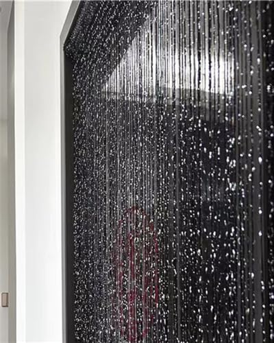 ave split Decorative Door String Curtain Wall Panel Fringe Window Panel Drapes Room Divider Blind Divider Tassel Screen Home 100cm*200cm (black1) - color: Black1