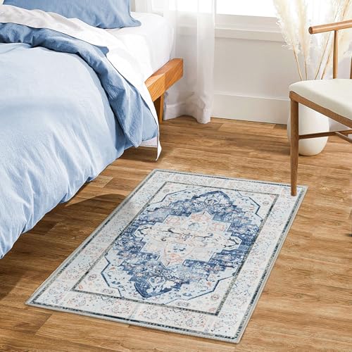 DECOMALL Maila Machine Washable Rugs 2x3ft, Traditional Oriental Blue Rug,Vintage Distressed Large Rugs Carpet for Living Room Bedroom - color: 09blue, size: 2' x 3' (Rectangular)