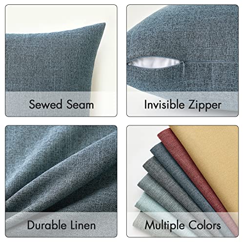 MIULEE Pack of 2 Decorative Linen Burlap Coastal Pillow Covers Farmhouse Accent Pillowcases for Sofa Car Couch Bedroom Living Room Decor 18x18 Inch Dusty Blue - color: Dusty Blue, size: 18" x 18" (Pack of 2)