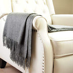 CUDDLE DREAMS Premium Cashmere Throw Blanket with Fringe, Luxuriously Soft (Gray) - color: Gray