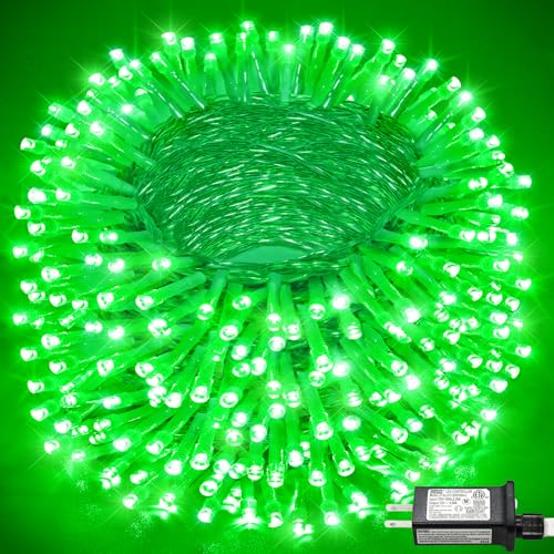 132FT 400 LED Outdoor String Lights, Plug in Christmas Lights Indoor Waterproof, 8 Modes Clear Wire String Lights for Outside Home Patio Garden Party Holiday Decorations, Green - color: Green, size: 132ft 400LED