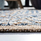 SAFAVIEH Cape Cod Collection Area Rug - 9' x 12', Natural & Blue, Handmade Flat Weave Coastal Braided Jute, Ideal for High Traffic Areas in Living Room, Bedroom (CAP353A) - size: 9' x 12' (Rectangular)
