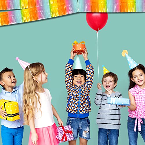 6 Pack 10 Feet Foil Fringe Garland Metallic Tinsel Streamers Banner Wall Hanging Backdrop Banner for Parade Floats, Thanksgiving, Christmas, Birthday, Halloween Party Decorations(Light Rainbow) - color: 6 Pack Light Rainbow
