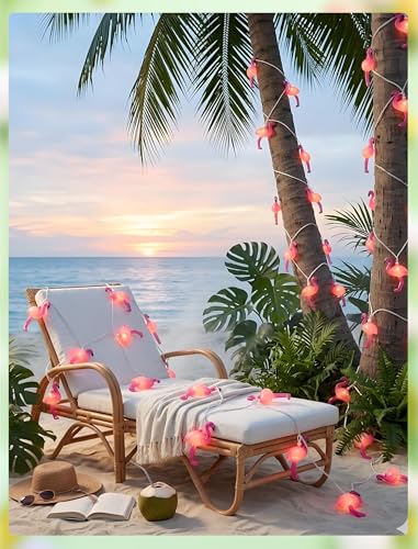 GOOTHY 8.5Ft Pink Flamingo String Lights, Summer Patio Outdoor String Lights with 10 Mini Flamingo Lights, Plug in Decorative Fairy Lights UL Listed for Bedroom Party Birthday Wedding Holiday Decor - color: Pink Flamingo Lights