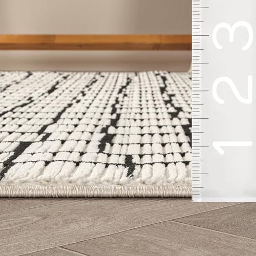 Abani Neutral Collection Cream Area Rug 6' x 9' for Living Room, Bedroom - Modern Design - Durable & Easy to Clean - color: Squares, size: 6' x 9' (Rectangular)