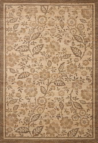 Loloi Chris Loves Julia Rue Collection RUE-03 Bark/Mocha 2'-3" x 3'-9" Accent Rug Jute Neutral Floral Living Room Bedroom Rug - color: Bark / Mocha, size: 2'3" x 3'9" (Rectangular)
