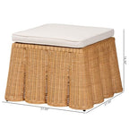 Bali & pari Palm Bohemian Honey Scallop Rattan Ottoman - color: Honey