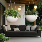 LA JOLIE MUSE Large Hanging Planters for Outdoor Plants - 13 Inch Hanging Flower Pots Set of 2, Speckled White - color: Speckled White