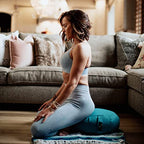 Hugger Mugger Zafu Meditation Cushion - Support in Cross-Legged Sitting, Buckwheat Filled, Durable Fabric, Convenient Handle, Handmade in USA - color: Aqua
