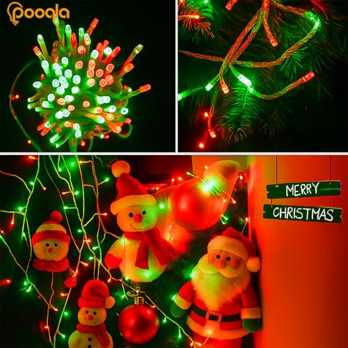 Red and Green Christmas String Lights, 66 ft 200 LED Christmas Lights Plug in, Indoor Outdoor Connectable 8 Modes Twinkle Fairy String Lights for Xmas Tree Wedding Bedroom Party, Clear Wire - color: Red and Green, size: 200LED
