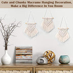 WILLBOND 5 Pcs Mini Macrame Wall Hanging Decor Boho Summer Handmade Woven Tapestry Tassel Wall Hanging Ornaments Christmas Tree Ornaments for Apartment Room Home Office Summer Christmas Decoration