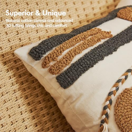 lifein 18x18 Pillow Covers-Throw Pillow Cover Tufted Boho Jacquard Pillow Covers Farmhouse Decorative Pillow Cover Pillow Cases for Gift Couch Sofa Bed Chair Living Room Home Decor - color: D-qr718(1 Pack Without Pillow Insert), size: 18" x 18" (Pack of 1