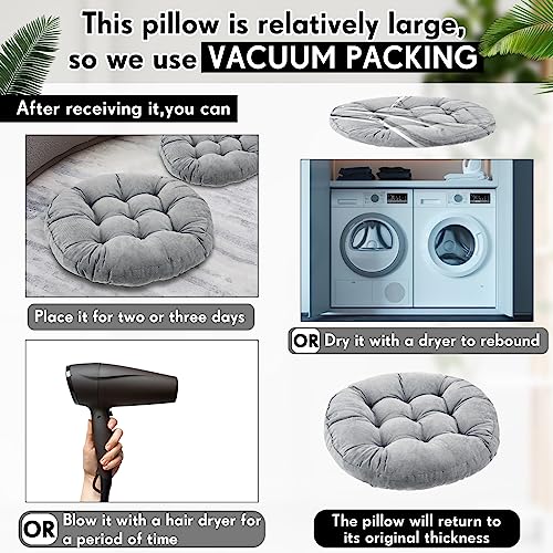 Jerify Floor Pillow Cushions Large Round Square Large Meditation Floor Pillow for Classroom Adult Meditation Picnic Party Seating Learning Daycare School(Round,Light Grey,4 Pcs) - color: Light Grey, size: Round