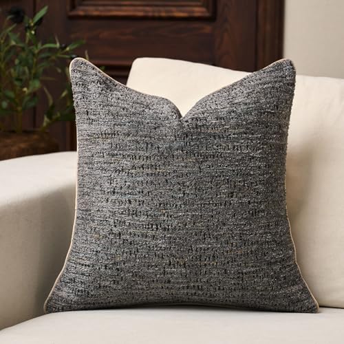 Yangest Chenille Pillow Cover 18 x18 Inches, Thick Textured Square Throw Pillow Cover Farmhouse Modern Soft Accent Couch Neutral Pillow Cover for Living Room Bedroom, Gray - color: Grey, size: 18" x 18" (Pack of 1)