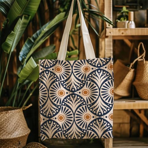 Boho Style Canvas Bag for Women Boho Fashion Tote Bag for Bohemian Lover - color: Navyfloral Bag
