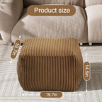 MeMoreCool Square Stuffed Pouf Ottoman Foot Rest, Stripe Furry Floor Pouf Foot Stool with Foam Chunk Filling, Soft Fluffy Stuffed Ottoman Footrest for Living Room, Faux Fur Coffee - color: Ribbed Coffee
