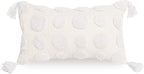 PLWORLD Boho White Lumbar Throw Pillow Cover 12x20 Inch with Tassels, Pom Pom Tufted Cream Chenille Fabric Small Accent Textured Cushion Case for Bed Couch, 1 PC Cover Only No Insert
