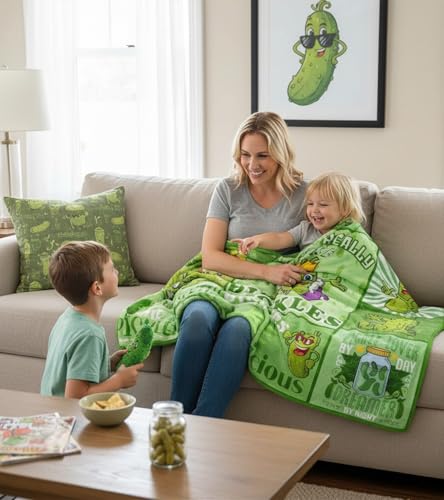 Aipon Pickle Blanket Gifts for Pickle Lovers, Funny Food Cucumber Blankets 50"x 60", Green Soft Cozy Lightweight Throw Blanket for Women Kids Teens Boys Girls - color: Green Pickle, size: 50.00'' × 60.00''