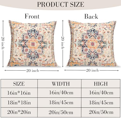 Boho Throw Pillow Covers 20x20 inch Set of 2,Bohemian Vintage Carpet Pattern Antique Ethnic Decor Double Sided Pattern Cushion Cover Soft Pillow Case Living Sofa Room Bed Square Pillow Cover - color: Boho-1, size: 20" x 20" (Pack of 2)
