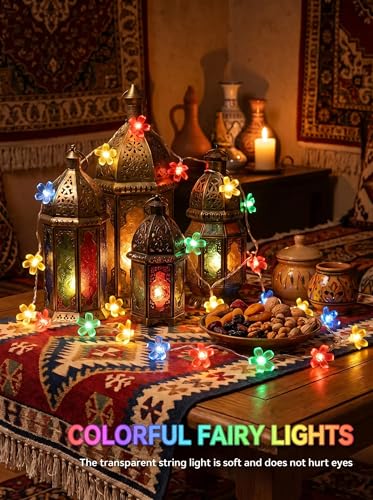 Flower Battery Operated Indoor String Lights 30LED Cherry Blossom Fairy String Lights Waterproof Outdoor for Garden Fence Party Camping Birthday Wedding Room Home Decoration Multicolor - color: Multicolor