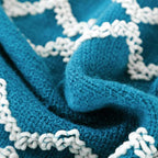 BOURINA Fluffy Chenille Knitted Fringe Throw Blanket Lightweight Soft Cozy for Bed Sofa Chair Throw Blankets Teal 60" x 80" - color: A-teal, size: 60"×80"