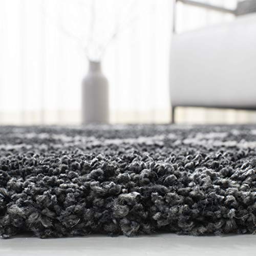 SAFAVIEH Hudson Shag Collection Accent Rug - 2' x 3', Dark Grey & Ivory, Trellis Design, Non-Shedding & Easy Care, 2-inch Thick Ideal for High Traffic Areas in Foyer, Living Room, Bedroom (SGH281G) - color: Dark Grey/Ivory, size: 2' x 3' (Rectangular)