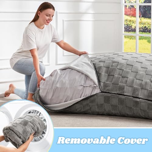 Hobestluk 3 in 1 Bean Bag Chair Giant Bean Bag Chairs for Adults with Plaid Cover Convertible Bean Bag Floor Cushion with Machine Washable Cover for Living Room (Plaid Grey) - color: Cloud Grey