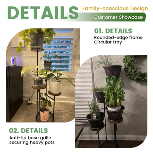 TOSKING 5 Tier Thickened Metal Plant Stand Indoor,Plant Shelf, Corner Shelf, Flower Pot Stand for Multiple Plants, Indoor Plants Tiered Stand for Living Room Balcony Garden Patio Bedroom (Black and Brown, 42in) - color: Black and Brown, size: 5tier Rd Bas