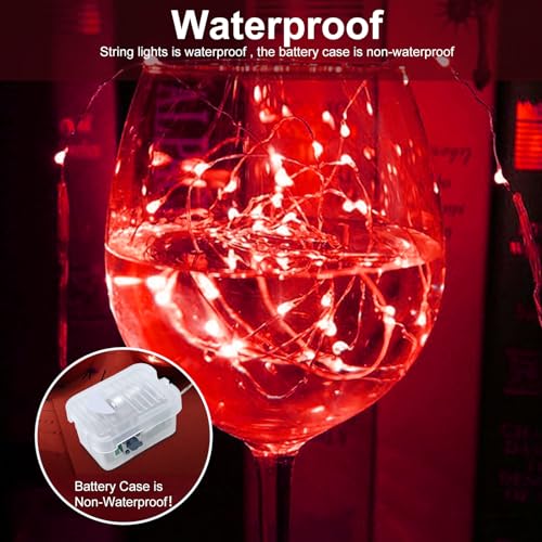 AIKEI 12 Pack LED Fairy Lights Battery Operated, Red Mini String Lights Waterproof 7 Feet 20 Led Twinkle Lights for Valentine's Day Decor Wedding Party Bedroom Halloween Christmas Decoration - color: Red, size: 12PCS-STANDARD
